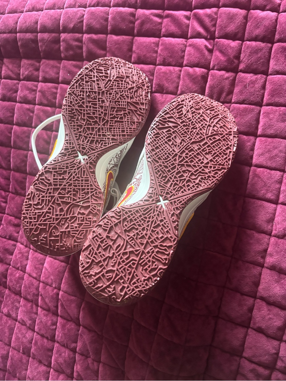 Cream colored with red and orange swoosh. Original box included - Picture 2 of 5